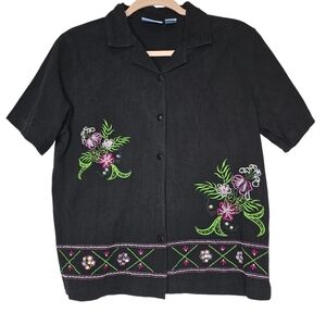 Jane Ashley vintage embroidered camp shirt